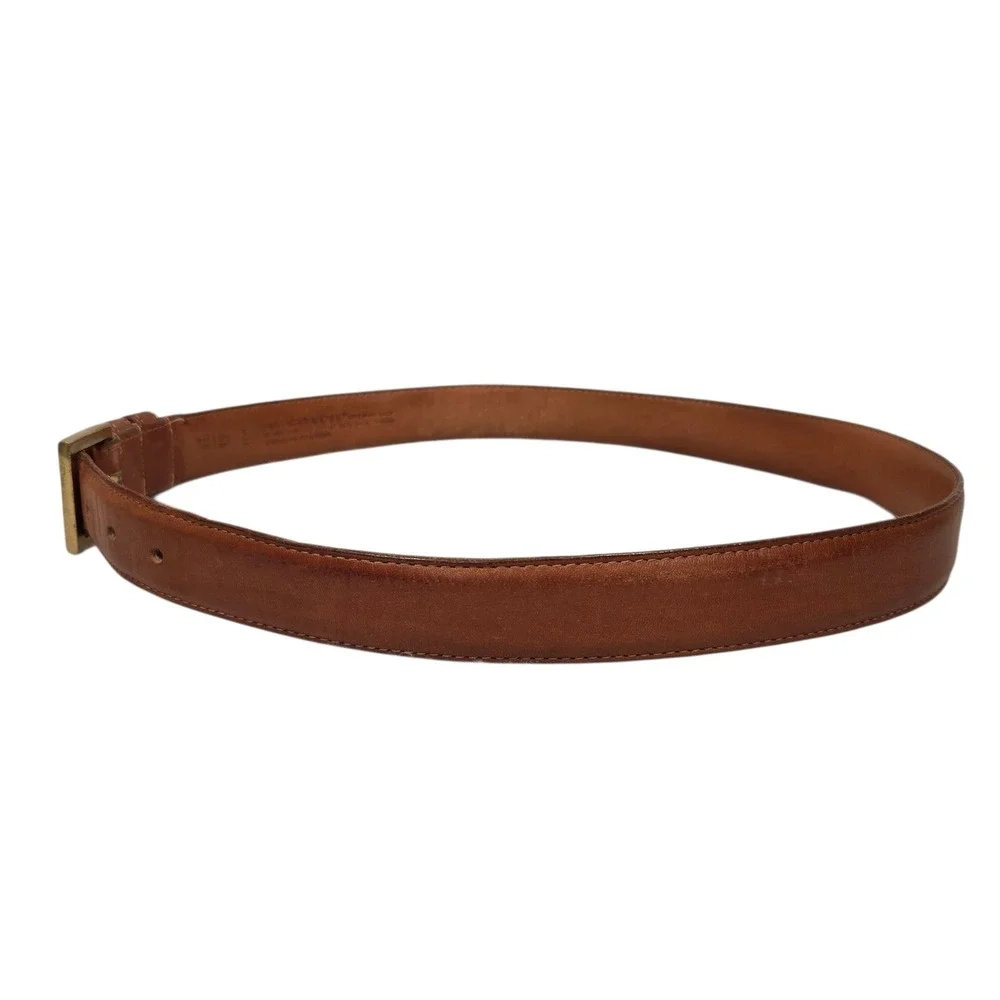 Vintage Coach Leather Belt 34 Brown 7611 Glove Tanned Brass Buckle NYC 90's USA
